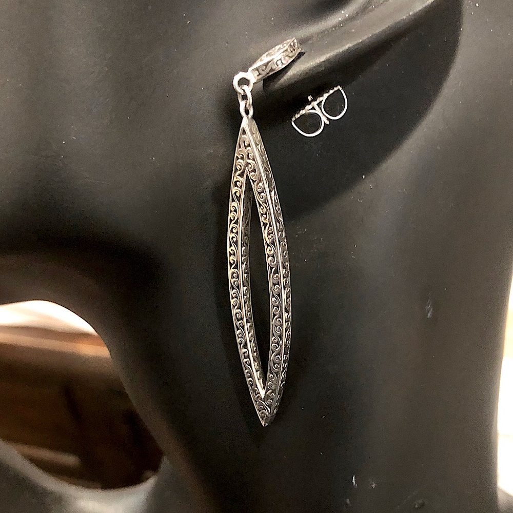 LOIS HILL Elongated Sterling Silver Cut Out Multidirectional Drop Earrings NWT